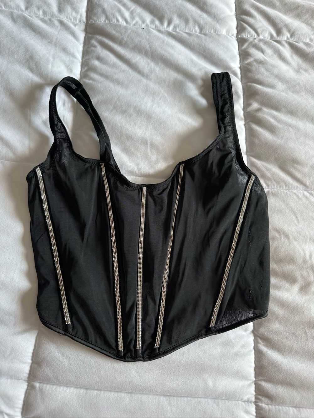 Victoria's Secret Black Mesh Corset Top
